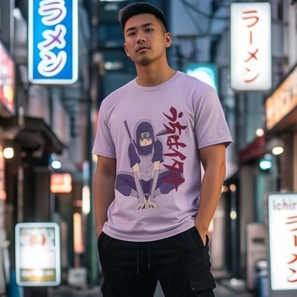 Naruto Shippuden S Itachi Uchiha Graphic Tee Mens Small Purple Cotton VIZ Media